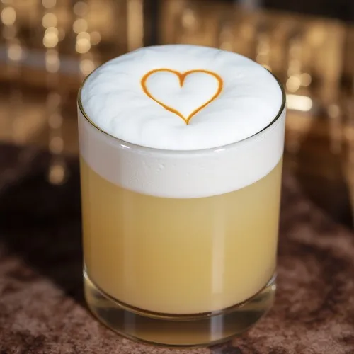 Whiskey Sour cocktail in a rocks glass.